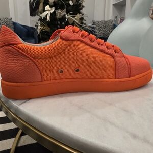 Men's Orange Christian Loubutin Louis Junior Low Top Sneakers